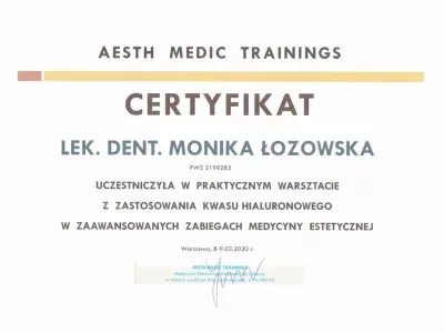Certyfikat medycyny estetycznej 27